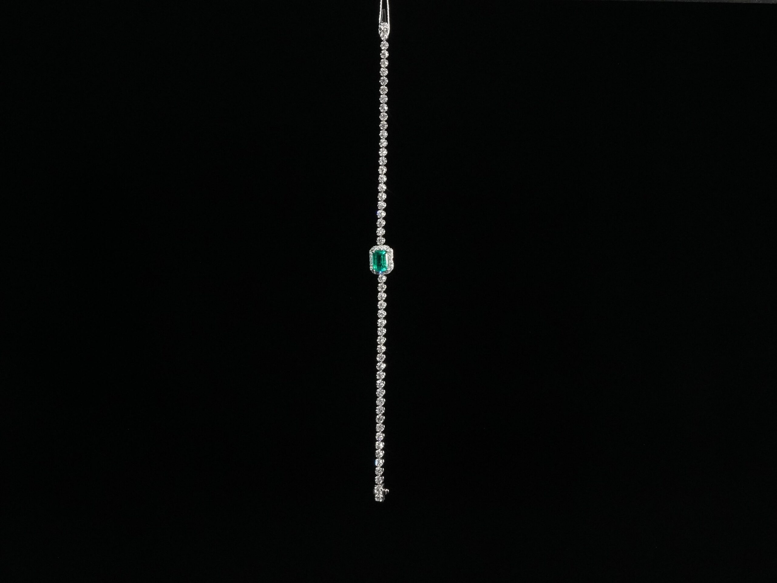 The "Verdant Empress" Green Diamond Platinum Tennis Bracelet - Image 4