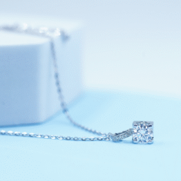 Round Lab-Grown Diamond Pendant with Pave Accent Bail