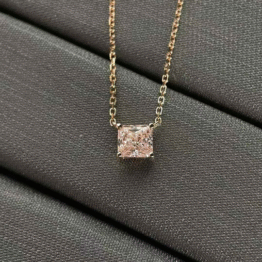 Fancy Pink Radiant Cut Lab-Grown Diamond Pendant