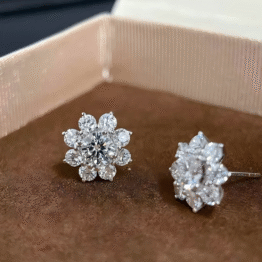 The "Solaris" Platinum Floral Halo Earrings