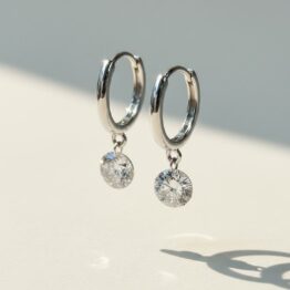 The "Solstice" Floating Diamond Platinum Hoops